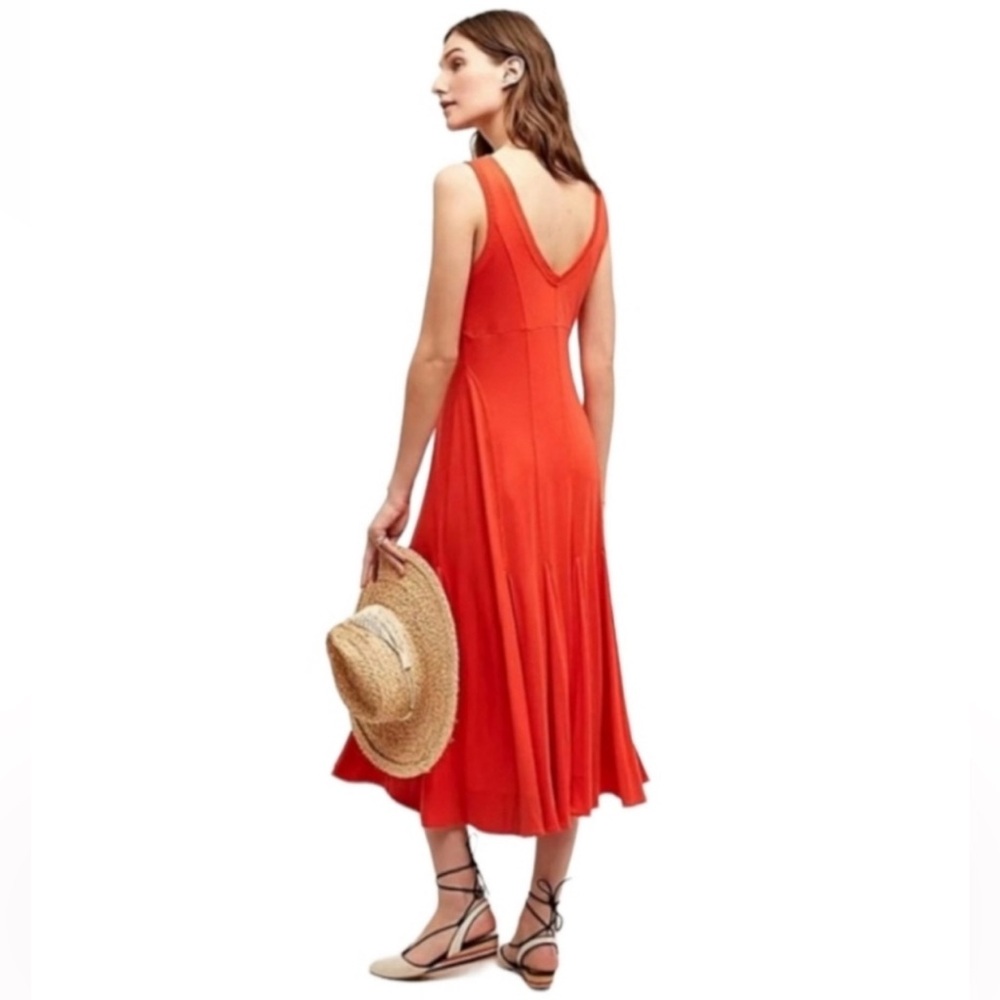 Maeve for Anthropologie size medium orange red sleeveless midi dress